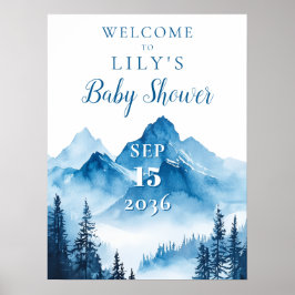 Boho Waterverf Mountain Baby shower Welkomstbord Poster