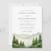 Boho Waterverf Mountain bruiloft Kaart (Voorkant)