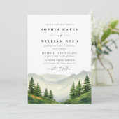 Boho Waterverf Mountain bruiloft Kaart (Staand voorkant)