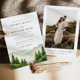 Boho Waterverf Mountain bruiloft Kaart