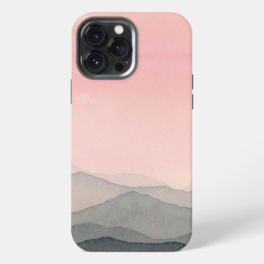 Boho Waterverf Mountain Sunset iPhone Hoesje (Achterkant)