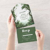 Boho Waterverf Mountain Wildflower bruiloft All In One Uitnodiging (Afscheurbaar)