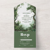 Boho Waterverf Mountain Wildflower bruiloft All In One Uitnodiging (Binnen)