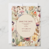 Boho Waterverf Muted Tones Wildbloemen Save The Date (Voorkant)
