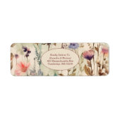 Boho Waterverf Muted Tones Wildflower Wedding Etiket (Voorkant)