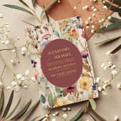 Boho Waterverf Muted Tones Wildflower Wedding Folie Uitnodiging