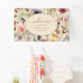 Boho Waterverf Muted Tones Wildflower Wedding Spandoek (Insitu)