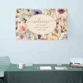 Boho Waterverf Muted Tones Wildflower Wedding Spandoek (Beurs)