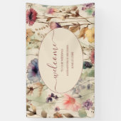 Boho Waterverf Muted Tones Wildflower Wedding Spandoek (Verticaal)