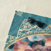 Boho Waterverf Nebula Gouden Bloem Mandala Yogi Strandlaken (In situ)