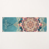 Boho Waterverf Nebula Gouden Bloem Mandala Yogi Yogamat (Voorkant (horizontaal))