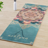 Boho Waterverf Nebula Gouden Bloem Mandala Yogi Yogamat
