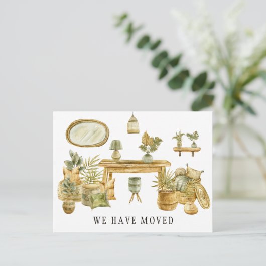 Boho Waterverf Nieuwe Adres Bewegende Aankondiging (Staand voorkant)