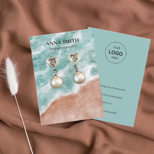 Boho Waterverf Ocean Stud Earring Display Visitekaartje