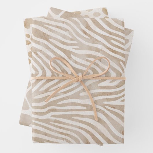 Boho Waterverf Oerwoud Safari Wrapping Paper Set (In situ)