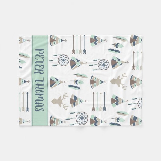 Boho waterverf op maat gemaakte deken (Voorkant (Horizontaal))