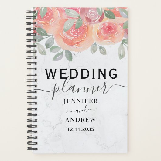 Boho Waterverf Oranje Bruine Trouw Planner (Voorkant)
