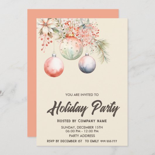 Boho waterverf ornament bedrijf kerstfeest kaart (Voorkant / Achterkant)