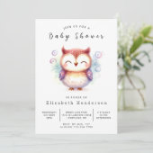 Boho Waterverf Owl Baby shower Kaart (Staand voorkant)
