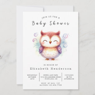 Boho Waterverf Owl Baby shower Kaart