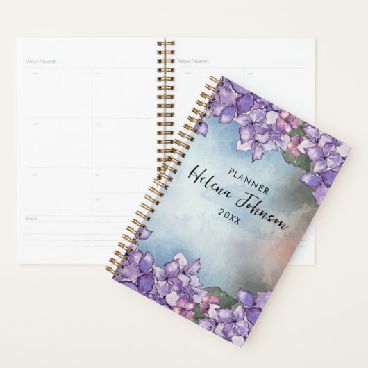 Boho Waterverf Paarse Lavendel Hydrangea Frame Planner (Display)
