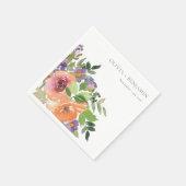 Boho Waterverf Paarse Sinaasappel Bloemen Trouwnam Servet (Hoek)