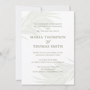 Boho Waterverf Palm Leaves Elegant Wedding Kaart