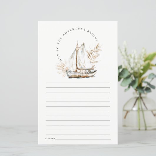 Boho Waterverf Palm zeilboot Zeegezicht Advies Kaa (Staand voorkant)