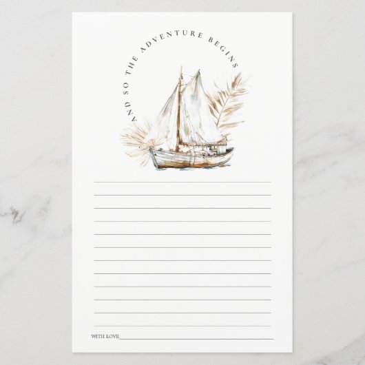 Boho Waterverf Palm zeilboot Zeegezicht Advies Kaa (Voorkant)