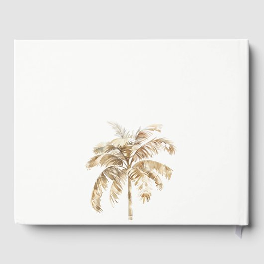 Boho Waterverf Palm zeilboot Zeegezicht Bruiloft Gastenboek (Achterkant)