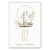 Boho Waterverf Palm zeilboot Zeegezicht Bruiloft Kaart (Voorkant)