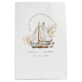 Boho Waterverf Palm zeilboot Zeegezicht Bruiloft Medium Cadeauzakje (Voorkant)