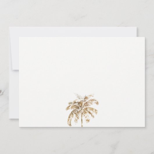 Boho Waterverf Palm zeilboot Zeegezicht Bruiloft Notitiekaartje (Achterkant)
