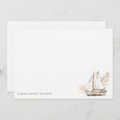 Boho Waterverf Palm zeilboot Zeegezicht Bruiloft Notitiekaartje (Voorkant / Achterkant)
