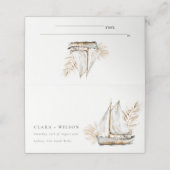 Boho Waterverf Palm zeilboot Zeegezicht Bruiloft Plaatskaartje (Buitenkant ongevouwen)