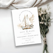 Boho Waterverf Palm zeilboot Zeegezicht Bruiloft Save The Date