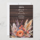 Boho Waterverf Pampas Grass Bridal Kaart (Voorkant)
