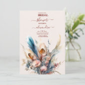 Boho Waterverf Pampas Grass Bridal Kaart (Staand voorkant)