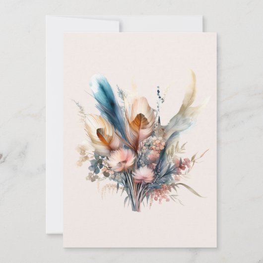 Boho Waterverf Pampas Grass Bridal Kaart (Achterkant)