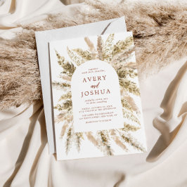 Boho Waterverf Pampas Grass Bruiloft Kaart