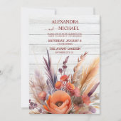 Boho Waterverf Pampas Grass Bruiloft Kaart (Voorkant)