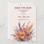 Boho Waterverf Pampas Grass Bruiloft Save The Date (Voorkant)