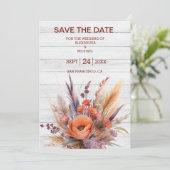Boho Waterverf Pampas Grass Bruiloft Save The Date (Staand voorkant)