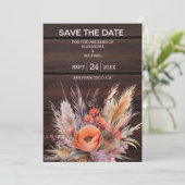 Boho Waterverf Pampas Grass Bruiloft Save The Date (Staand voorkant)
