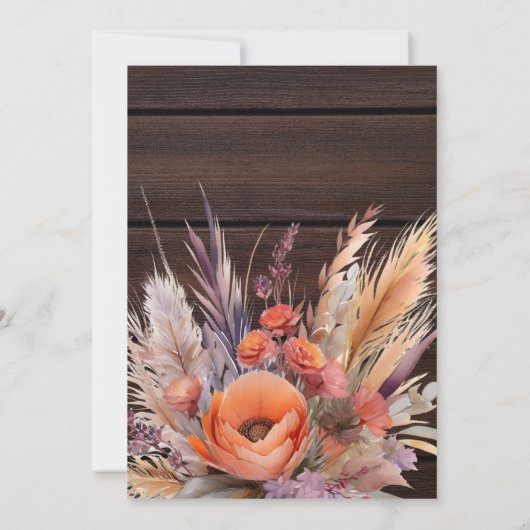 Boho Waterverf Pampas Grass Bruiloft Save The Date (Achterkant)