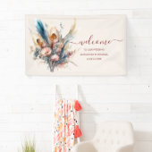 Boho Waterverf Pampas Grass Bruiloft Spandoek (Insitu)