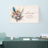 Boho Waterverf Pampas Grass Bruiloft Spandoek (Beurs)
