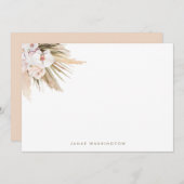 Boho Waterverf Pampas Grass Gepersonaliseerd Notitiekaartje (Voorkant / Achterkant)