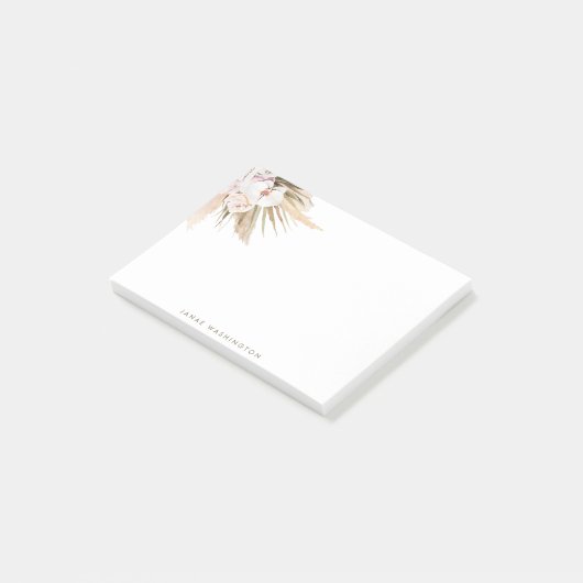 Boho Waterverf Pampas Grass Name Post-it® Notes (Schuin)