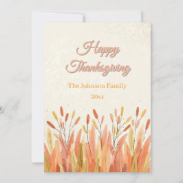 Boho Waterverf Pampas Grass & Rustieke Thanksgivin Feestdagenkaart